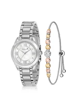 Polo Air Stylish Women's Wristwatch with Roman Numerals Dorica Bracelet Combination Silver Color