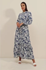 Bigdart 2158 Exotic Pattern Dress - Navy Blue