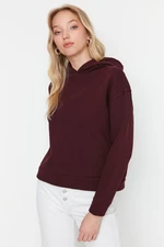 Trendyol Claret Red Regular/Normal fit Basic Hoody, Fleece Inner Knitted Sweatshirt