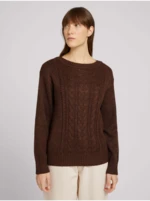 Brown Ladies Sweater with braids Tom Tailor - Women