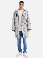 Light gray men's patterned parka with detachable insert Desigual Fele - Men