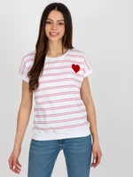White-red striped blouse with short sleeves