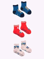 Yoclub Kids's Boys' Cotton Socks Anti Slip ABS Patterns Colours 3-pack SKA-0109C-AA3A-003