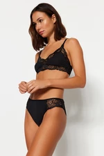 Trendyol Black Polyamide Lace Detail Capless Brazilian Underwear Set