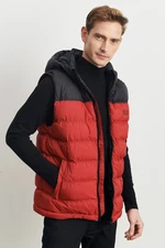 AC&Co / Altınyıldız Classics Men's Black-red Standard Fit Regular Fit Hooded Inflatable Vest