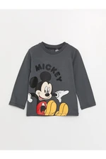 LC Waikiki Crew Neck Long Sleeve Mickey Mouse Printed Baby Boy T-Shirt