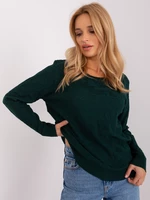 Dark green women's sweater with patterns