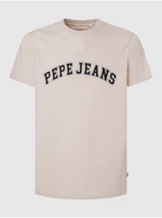 Béžové pánské tričko Pepe Jeans - Pánské