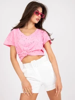 Světle růžové jednobarevné bavlněné tričko