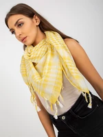 Light yellow and white scarf with fringe