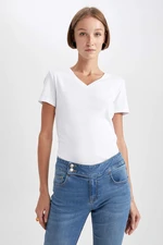 DEFACTO Slim Fit V Neck Short Sleeve T-Shirt