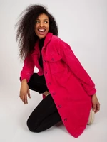 Fuchsia long fur shirt with pockets from RUE PARIS