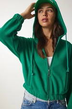 Happiness İstanbul Women's Green Hooded Shark Sweatshirt