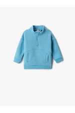 Koton Basic Standing Collar Half-Zip Sweatshirt with Pocket.