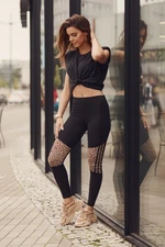 Black leggings with leopard insets