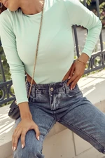 Ribbed body with long sleeves, mint