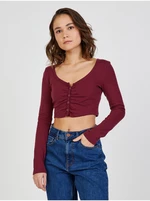 Vínový crop top TALLY WEiJL - Dámské