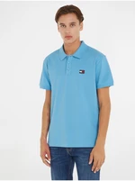 Světle modré pánské polo tričko Tommy Jeans Badge Polo - Pánské