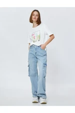 Koton Relax Fit T-Shirt with Floral Print Cotton