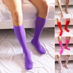 Men's Business Velvet Leg Socks Mens Summer Ultra Thin High Stretchy Smooth Over-the-Calf Business Socks Gifts Men Long Socks