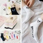 7 Pairs Cotton women socks Cartoon Mickey Winnie Minnie Daisy Donald Piglet Stitch white socks happy funny Kawaii girl socks