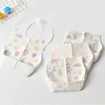 10PCS/Pack Disposable Bib Waterproof Cartoon Print Baby Feeding Bib Portable Saliva Towel Infant Apron Smock Rice Feeding Bib