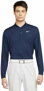 Nike Dri-Fit Victory Solid Mens Long Sleeve Polo College Navy/White L