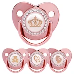 2023 New Baby Pacifier Rose Gold Bling Teether BPA Free Newborn Silicone Pacifier Baby Soother Nipple Dummy Baby Shower Gifts