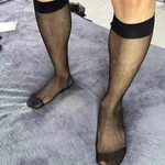 CLEVER-MENMODE Sexy Stockings Men's Ultra Thin Tube Socks Transparent Sheer Business Formal Long Socks Erotic Stocking