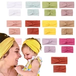2pcs/set Korean Elastics Mother Kids Bow Matching Headband for Children Solid Color Hair Bands Ties Accessories Family Headwear