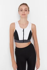 Trendyol White Color Block Padded/Styling Zippered Sports Bra