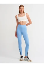 Dilvin 7947 Zipper Detailed Leggings-blue