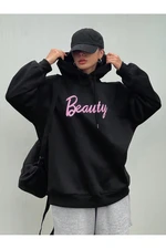 Know Women's Black Beauty Printed Hoodie Sweatshirt