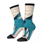 Hip Hop Vintage Kitty Playing Piano Music Crazy Men's compression Socks Unisex Interesting Note Harajuku Pattern Crew Sock