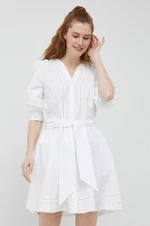 Bavlněné šaty Tommy Hilfiger bílá barva, mini