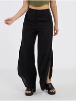 Black women's trousers with linen blend AWARE by VERO MODA Fia - Women's