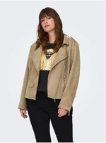 Light brown women's jacket in suede finish ONLY CARMAKOMA Scootie - Women's Light brown women's jacket in suede finish ONLY CARMAKOMA Scootie - Women's