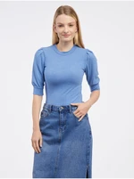 Blue women's ribbed t-shirt VILA Felia - Women's