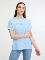 Světle modré dámské tričko Armani Exchange - Dámské