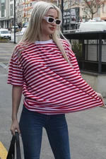 Madmext Red Striped Crew Neck T-Shirt