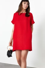 Trendyol Red Straight Cut Mini Woven Dress