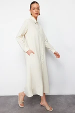 Trendyol Beige Plain Woven Shirt Dress