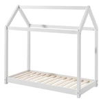 Białe łóżko dziecięce w kształcie domku Vipack Cabane, 70 x 140 cm