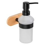 Czarno-naturalny samoprzylepny szklany dozownik do mydła 300 ml Orea Bamboo – Wenko