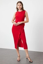 Trendyol Limited Edition Red Fitted Flounce Dress