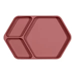 Czerwony silikonowy talerz dziecięcy Kindsgut Squared, 25x16 cm