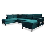 Turkusowa aksamitna rozkładana sofa w kształcie litery "U" Miuform Stylish Stan, lewostronna