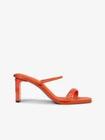 Orange Women's Leather Heeled Sandals Calvin Klein Heel Mule