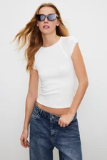 Trendyol White Moon Sleeve Fitted Stretch Knitted Blouse