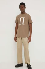 Bavlnené tričko Les Deux pánsky, béžová farba, s potlačou, LDM101006